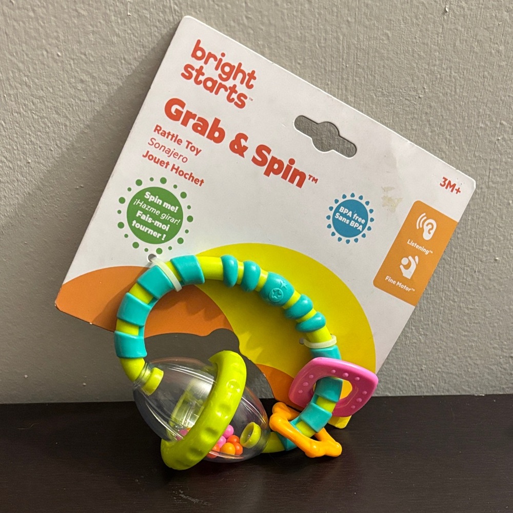 Bright Starts Grab & Spin Rattle Toy - Multicolor